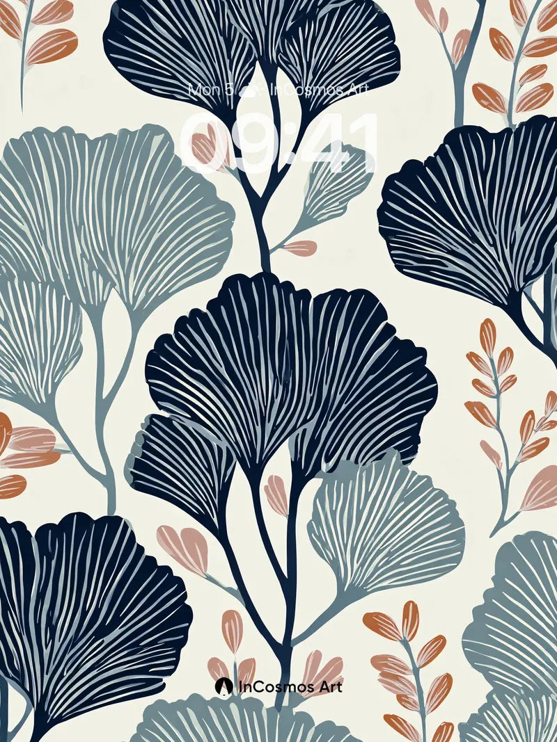 Whispering Ginkgo Wallpaper in Midnight Ink wallpaper for iPhone, iPad & Mac