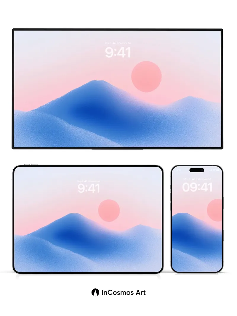 Serene Horizon Wallpaper with Floating Sun