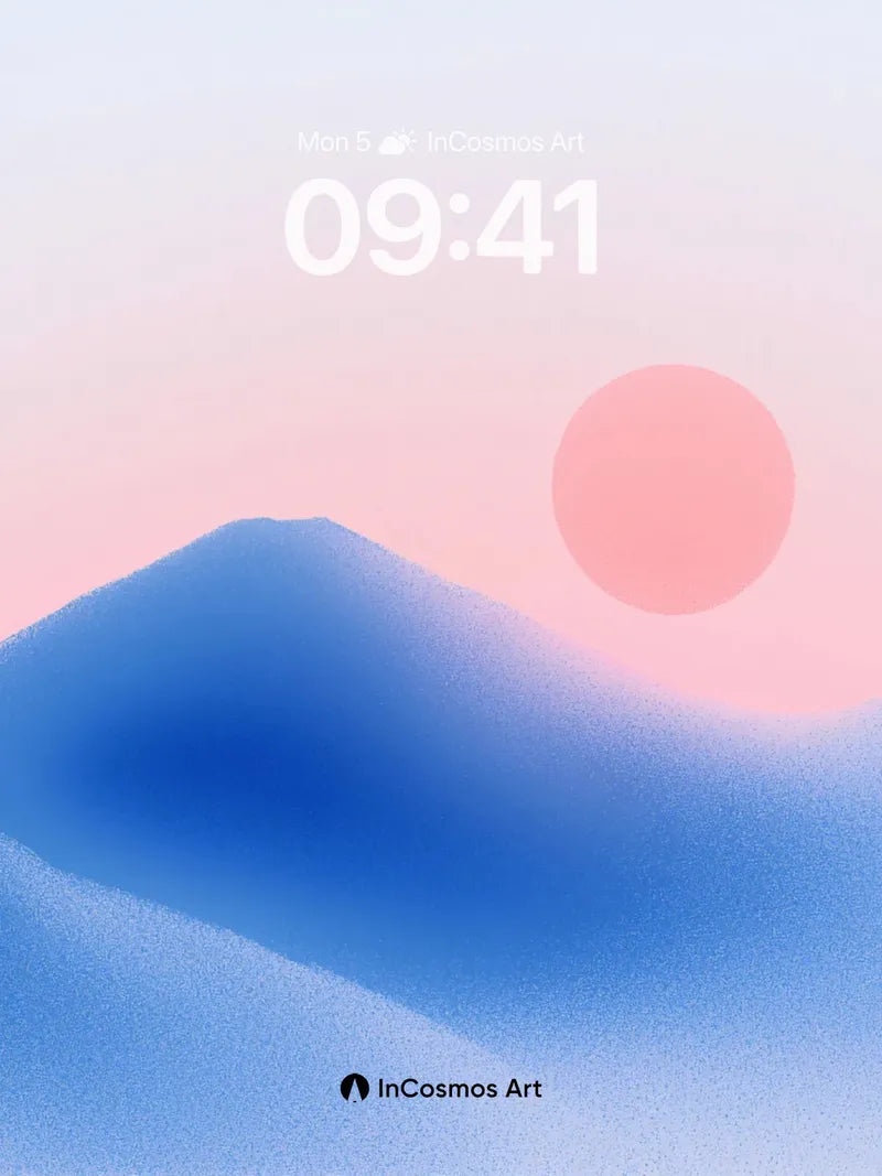 Serene Horizon Wallpaper with Floating Sun
