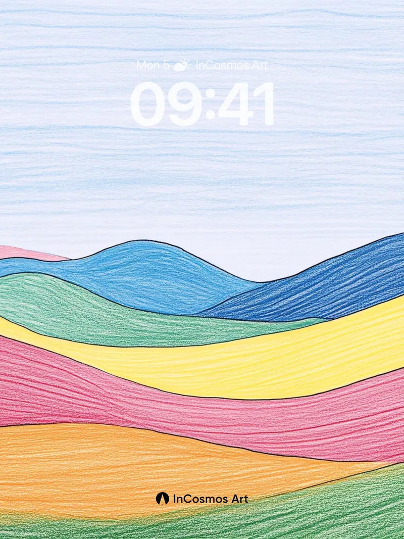 Serene Wave Wallpaper with Rainbow Hues