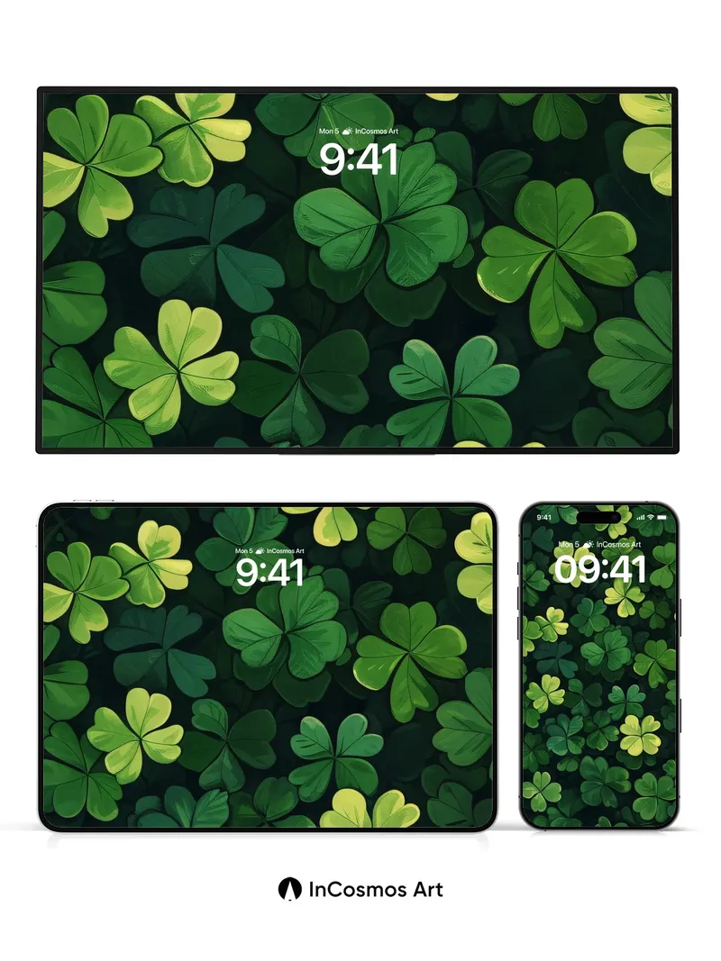 Emerald Whispers Wallpaper with Luminous Leaves