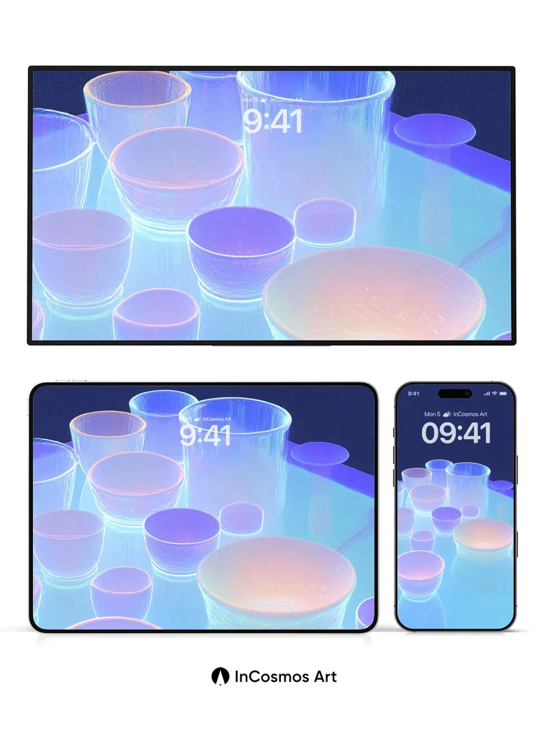 Luminous Glass Wallpaper with Ethereal Glow