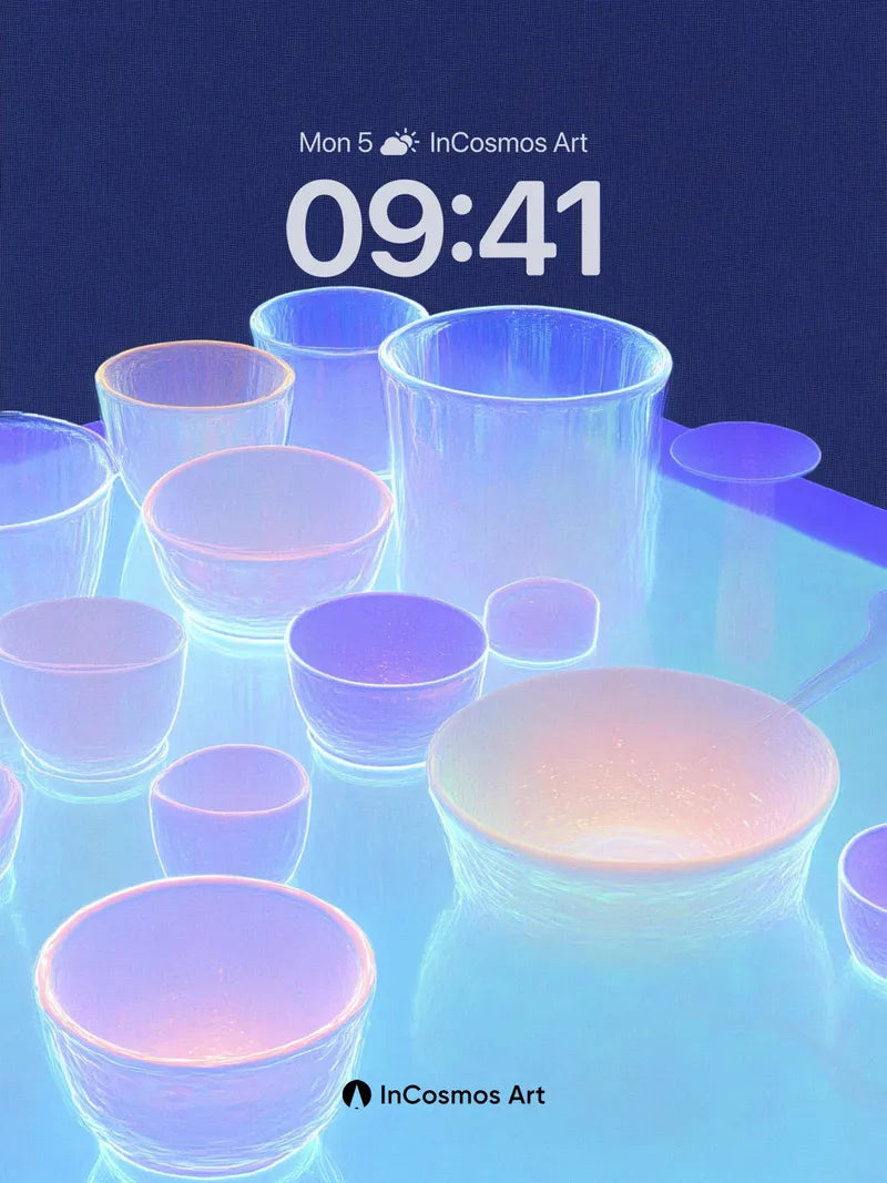 Luminous Glass Wallpaper with Ethereal Glow