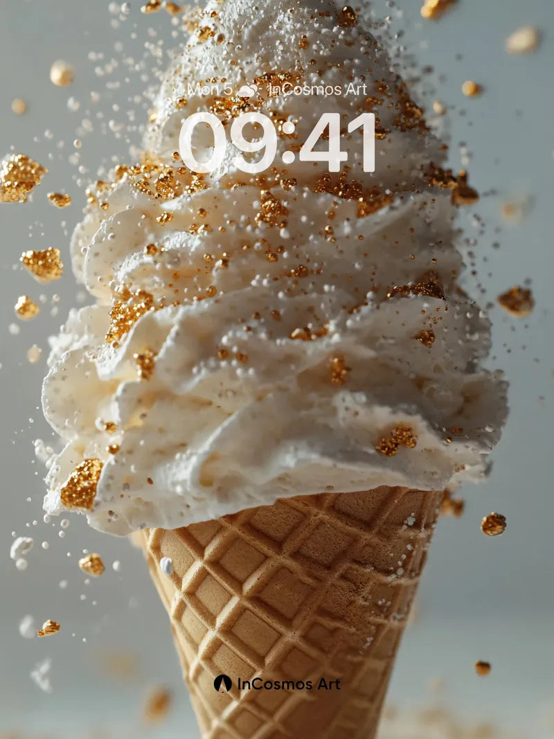 Golden Whirl Wallpaper with Floating Crumbs wallpaper for iPhone, iPad & Mac