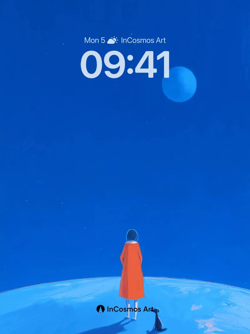 Serenity Under Klein Blue Wallpaper with Celestial Dog wallpaper for iPhone, iPad & Mac