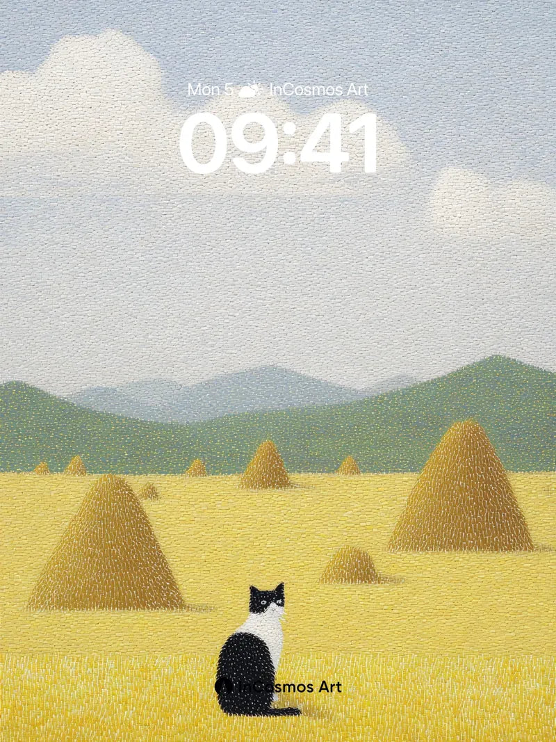 Serenity Field Wallpaper with Haystack Whispers