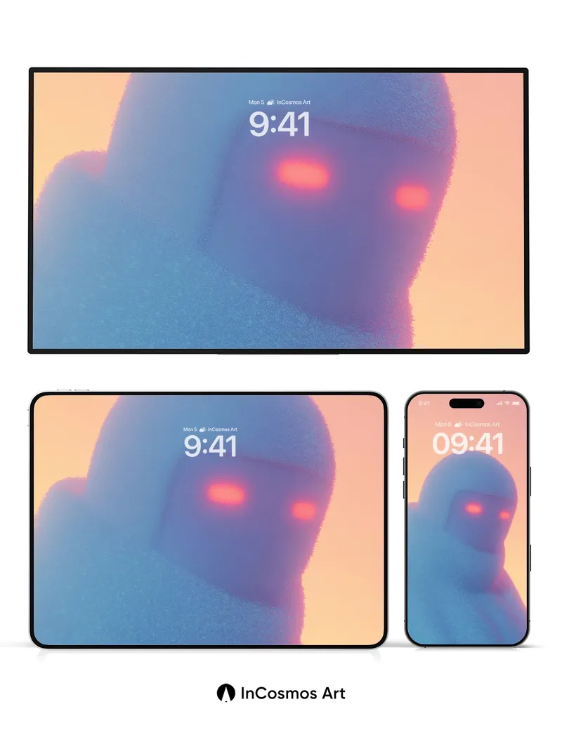 Frostbound Gaze Wallpaper with Glowing Eyes