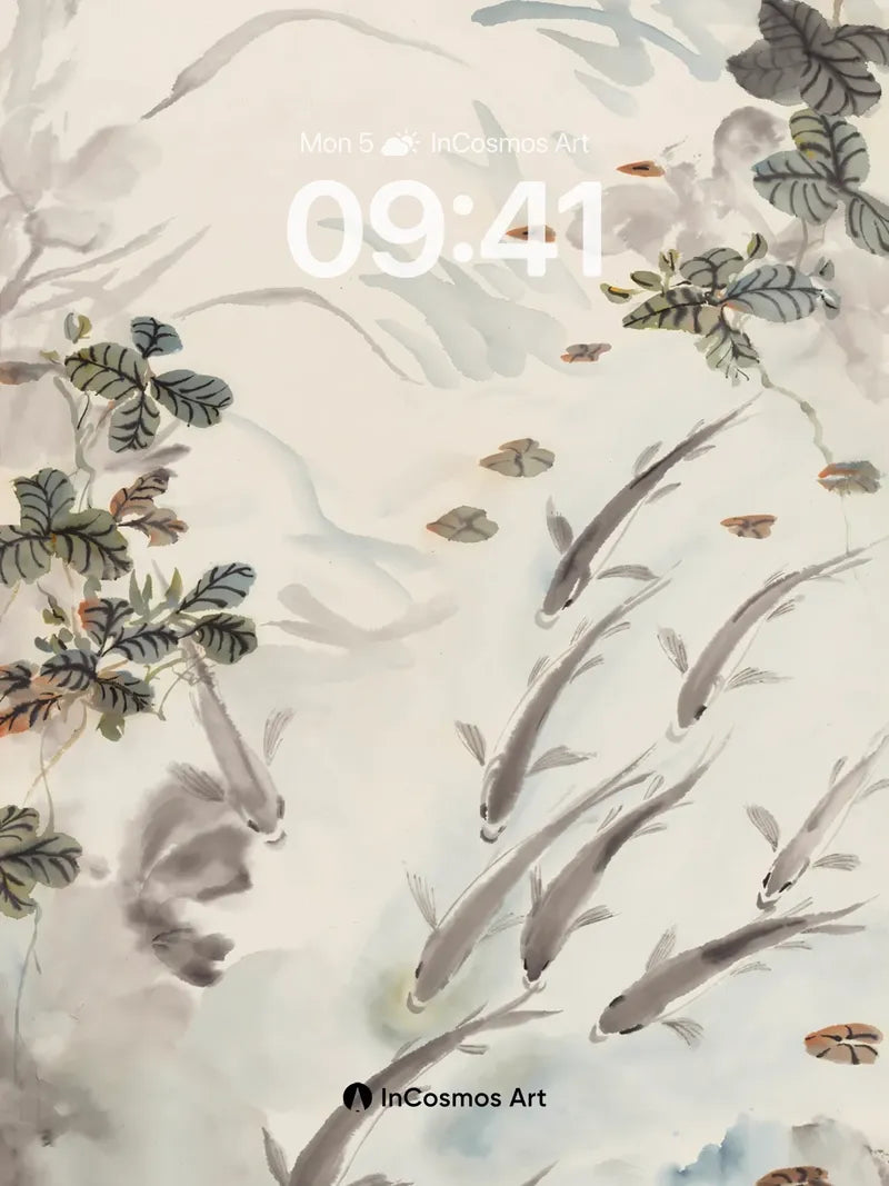 Serenity Stream Wallpaper with Floating Leaves