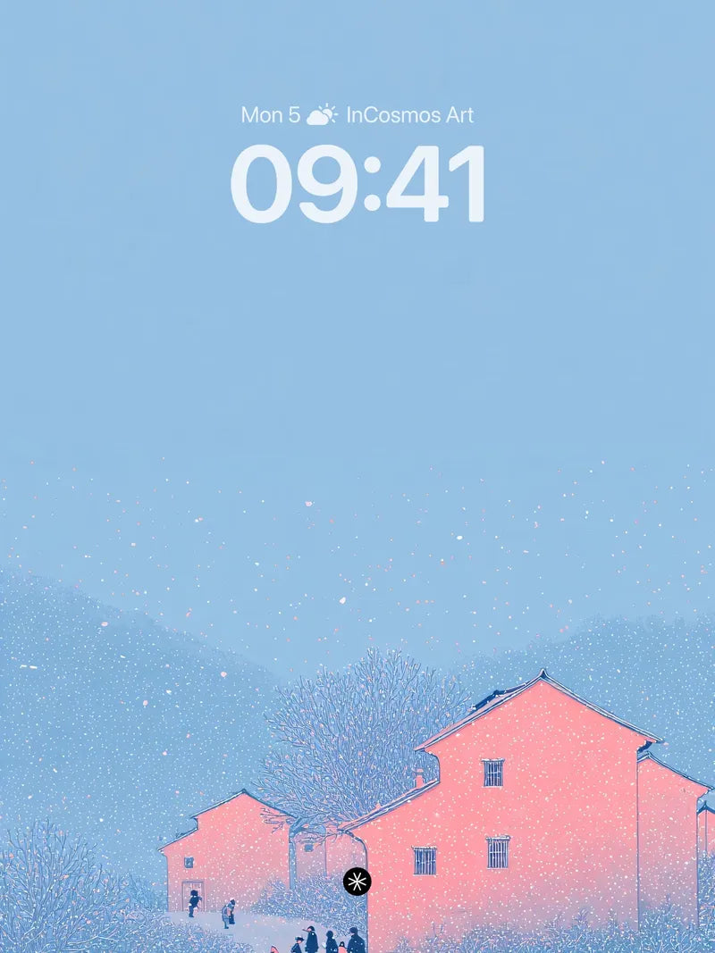 Winter Serenity Pink Cottage Wallpaper Background wallpaper for iPhone, iPad & Mac
