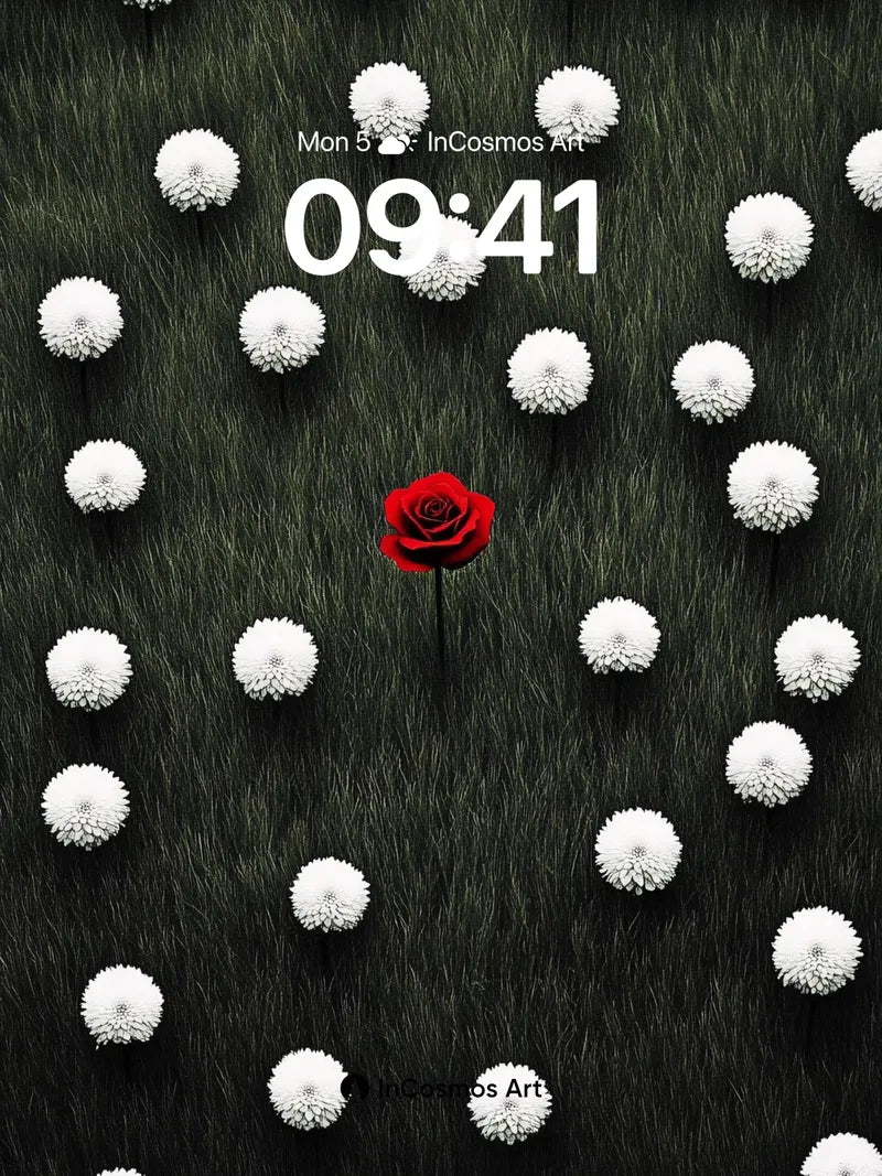 Velvet Garden Wallpaper with Crimson Rose