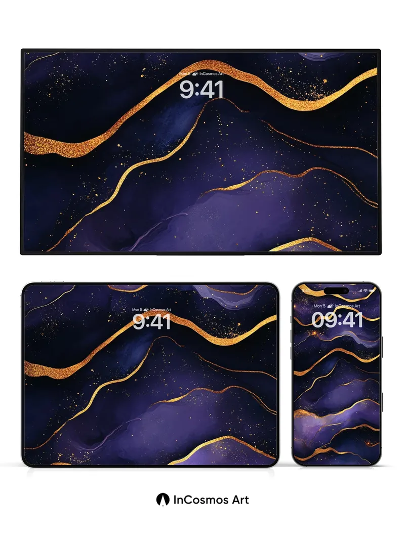 Luminous Abyss Wallpaper with Golden Veins