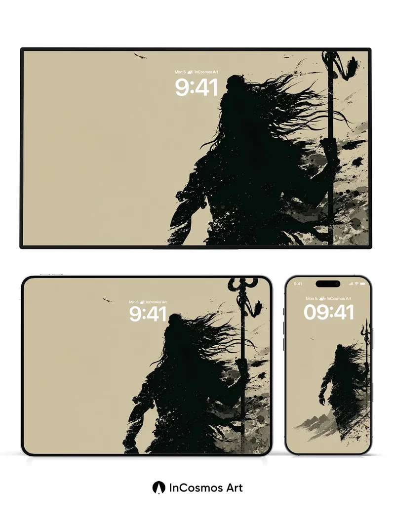 Shadowed Titan Wallpaper with Trident Echo