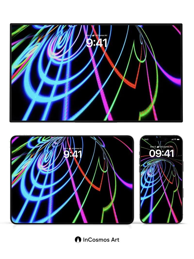 Neon Labyrinth Wallpaper with Cosmic Drift