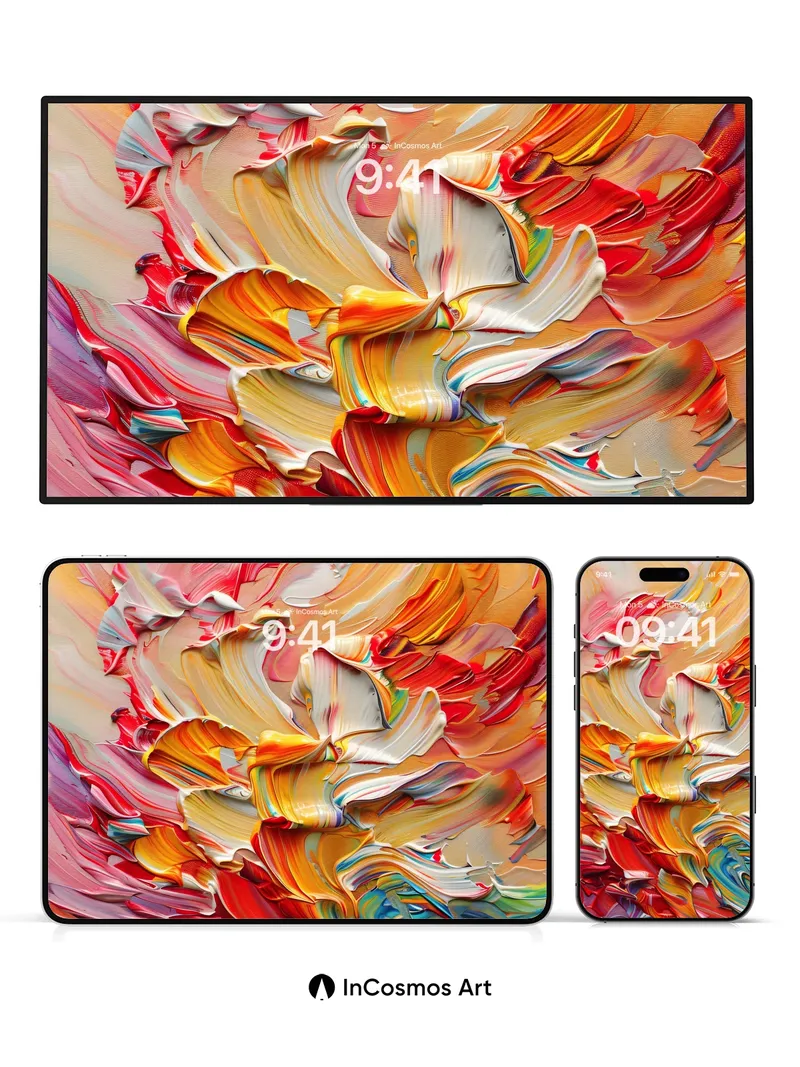 Crimson Whirl Wallpaper with Painted Depth