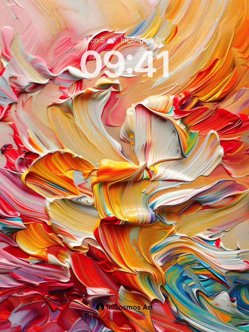 Crimson Whirl Wallpaper with Painted Depth