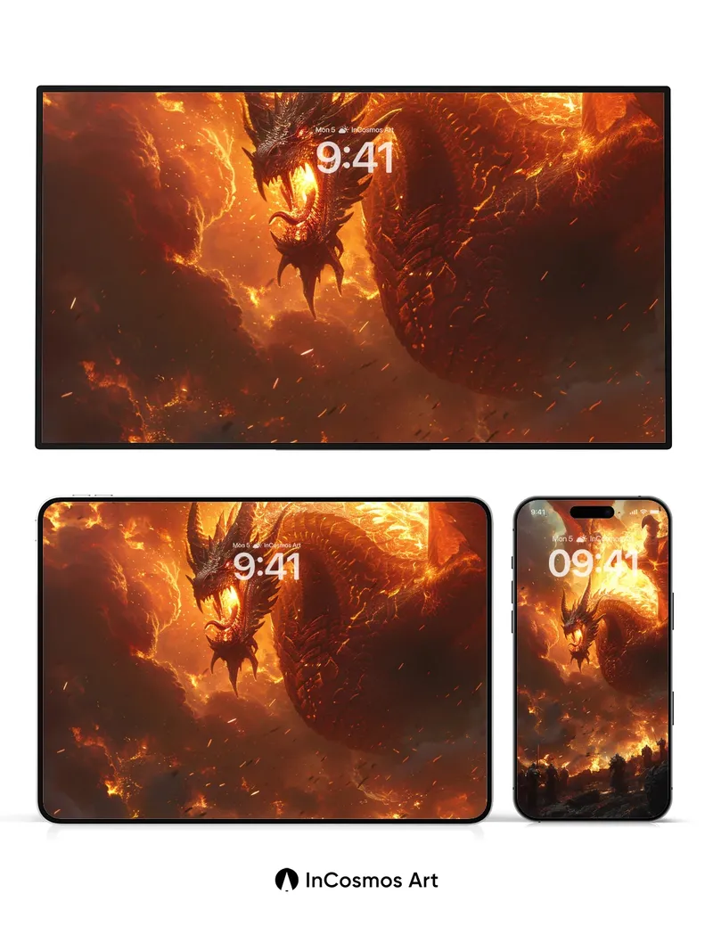 Inferno Dragon Wallpaper with Molten Sky