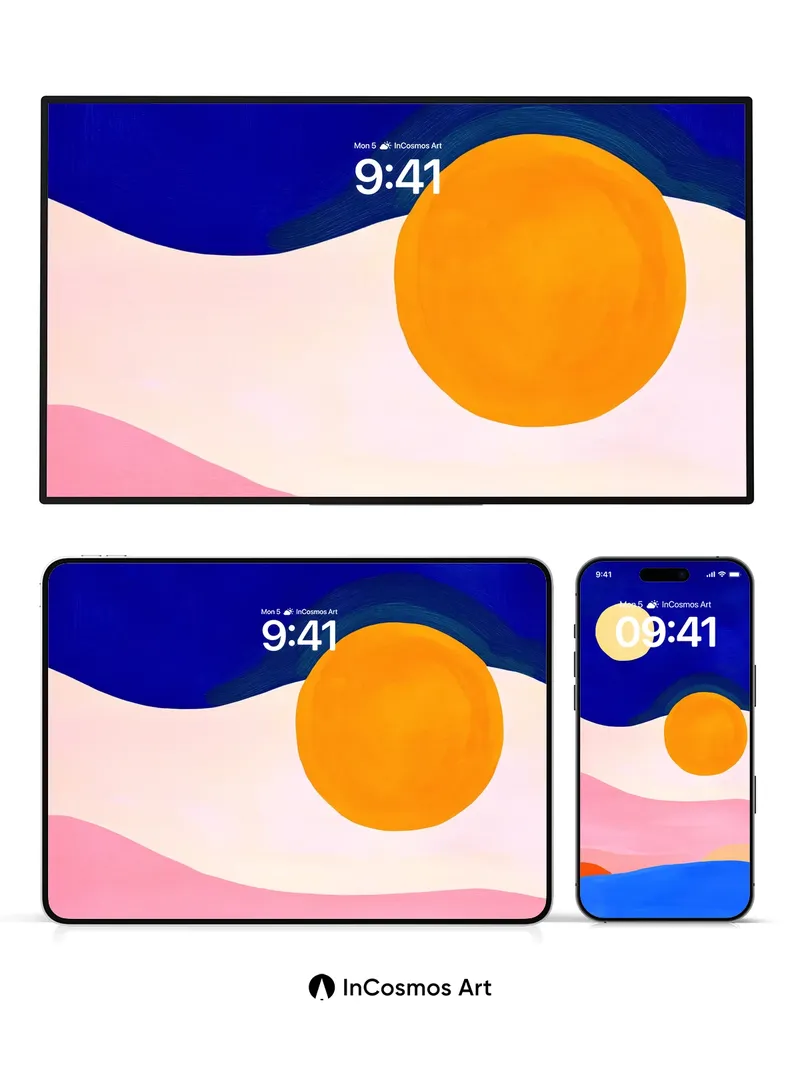 Serene Horizon Wallpaper with Dual Suns