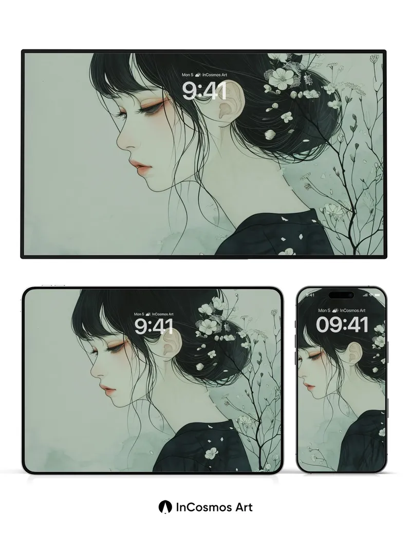 Serene Bloom Wallpaper with Cherry Petal Whispers