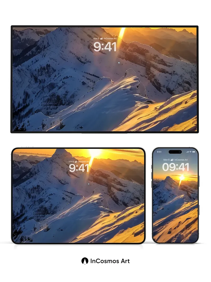 Golden Hush Wallpaper with Sunlit Peaks