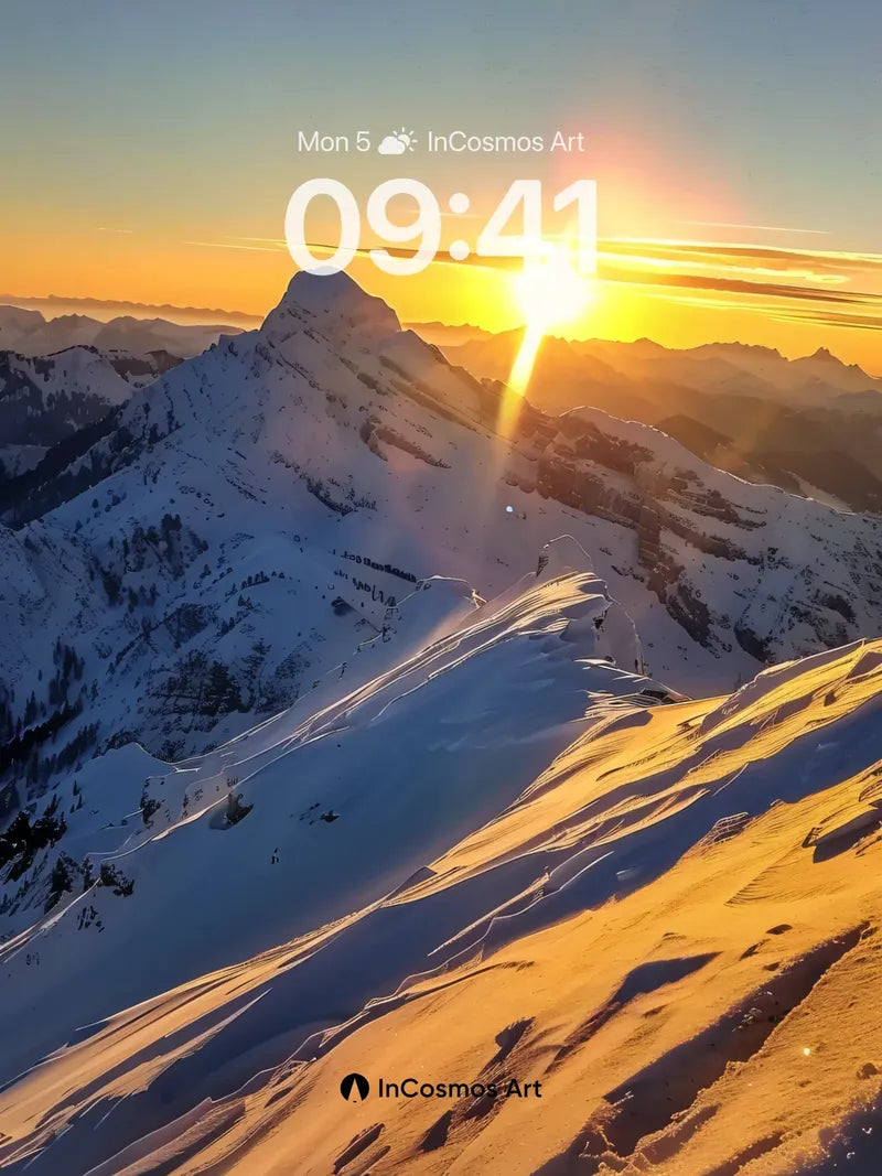 Golden Hush Wallpaper with Sunlit Peaks