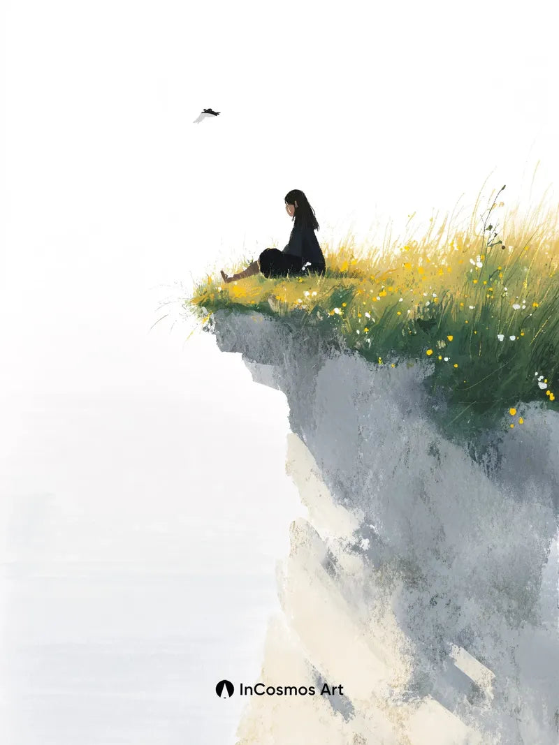 Cliffside Solitude Wallpaper with Misty Horizon wallpaper for iPhone, iPad & Mac