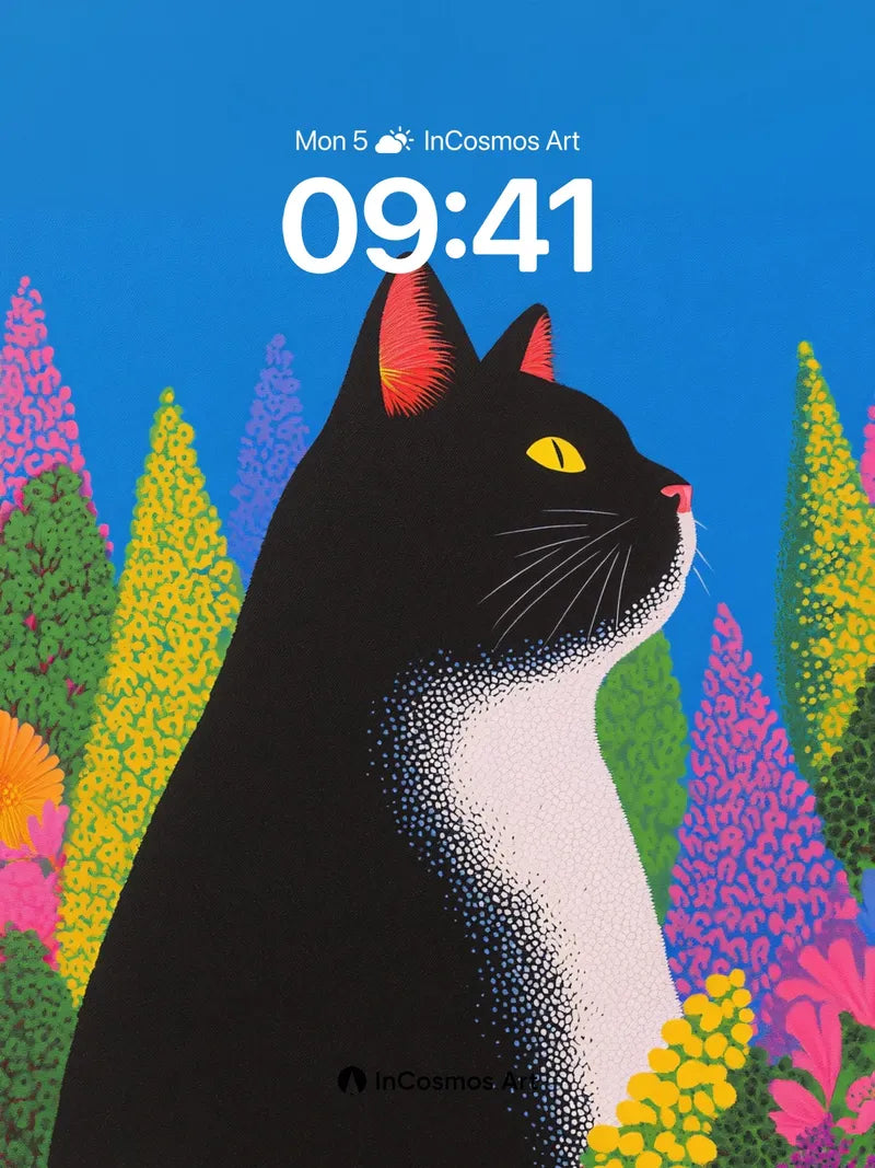 Midnight Garden Wallpaper with Pop Art Blooms wallpaper for iPhone, iPad & Mac