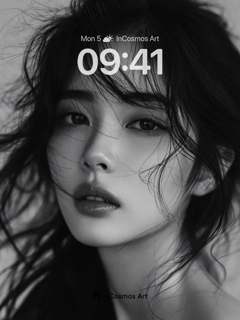 Monochrome Reverie Wallpaper with Whispering Hair