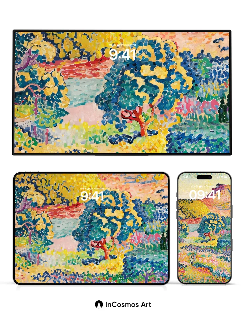 Chromatic Garden Wallpaper with Pointillist Pulse