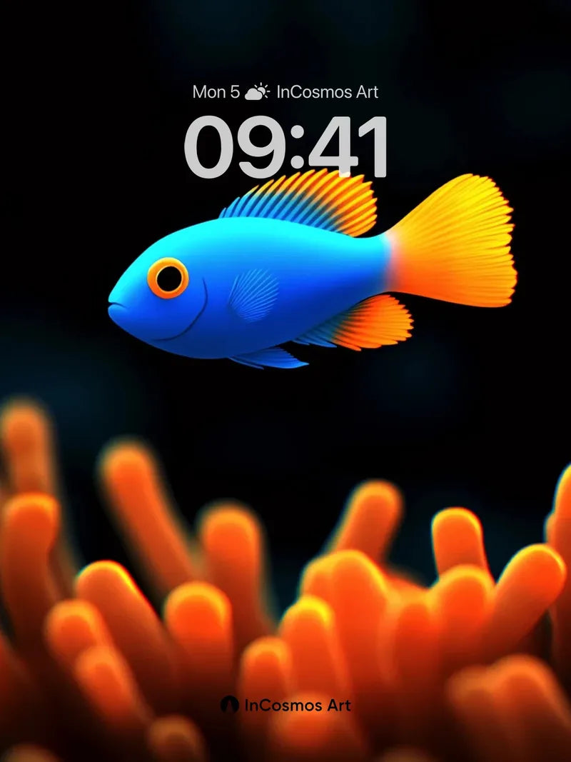 Electric Serenity Wallpaper with Coral Embrace