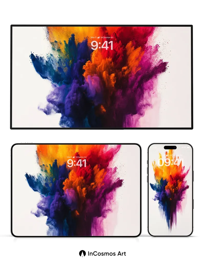 Chromatic Burst Wallpaper with Living Pigment