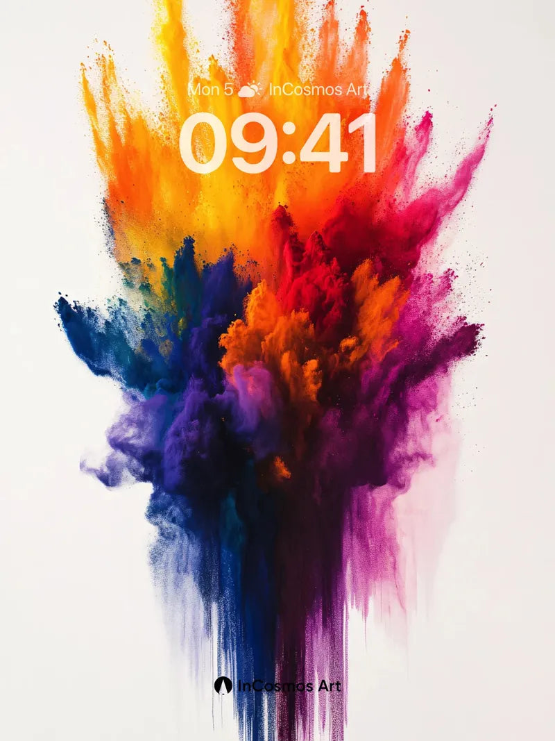 Chromatic Burst Wallpaper with Living Pigment