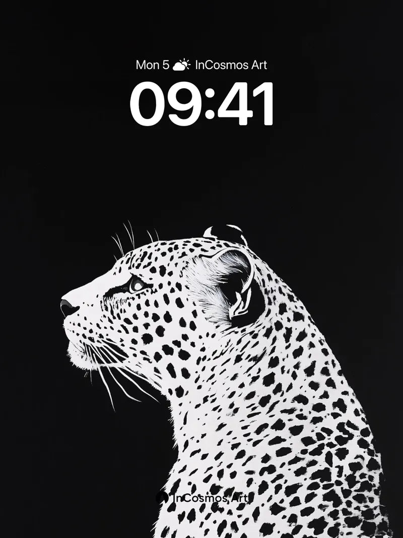 Silent Watcher Leopard Wallpaper in Monochrome Contrast