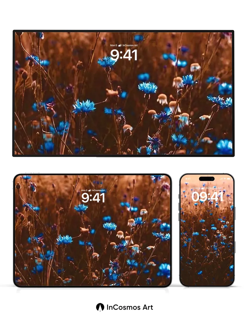 Golden Hush Wallpaper with Blue Starlight