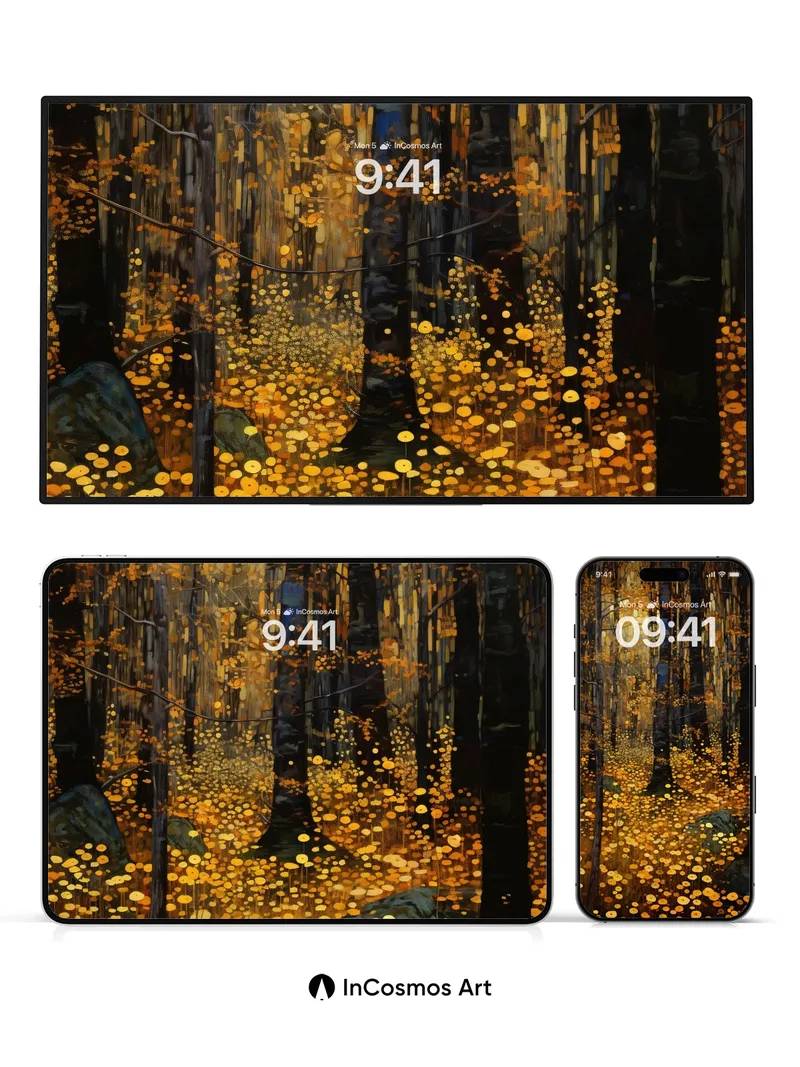 Golden Forest Mirage Wallpaper with Dappled Light