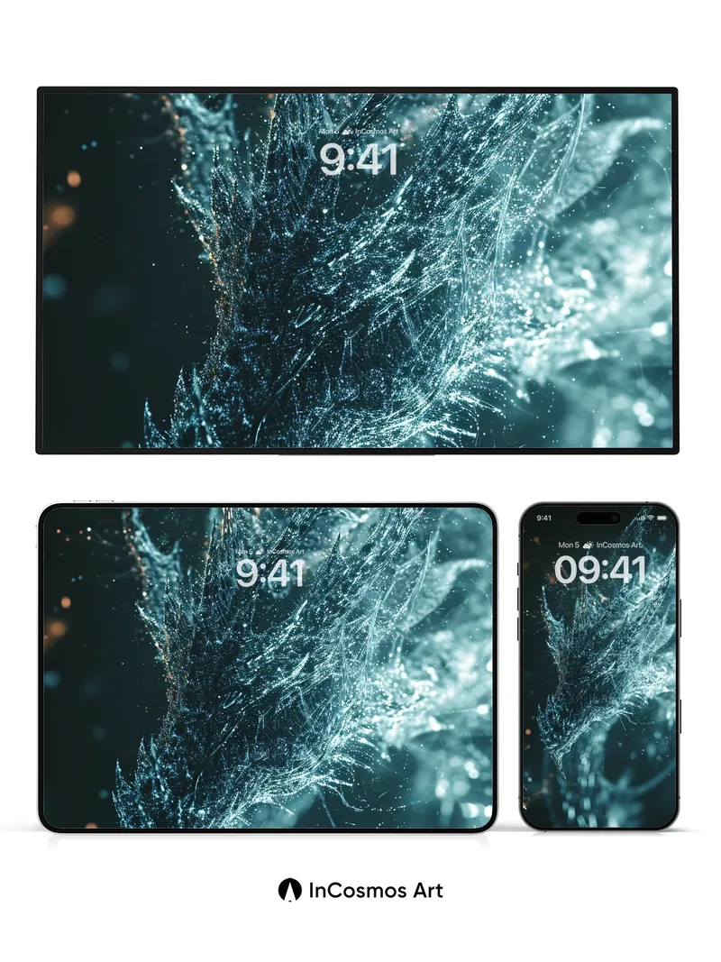 Frostborn Dragon Wallpaper with Shimmering Particles