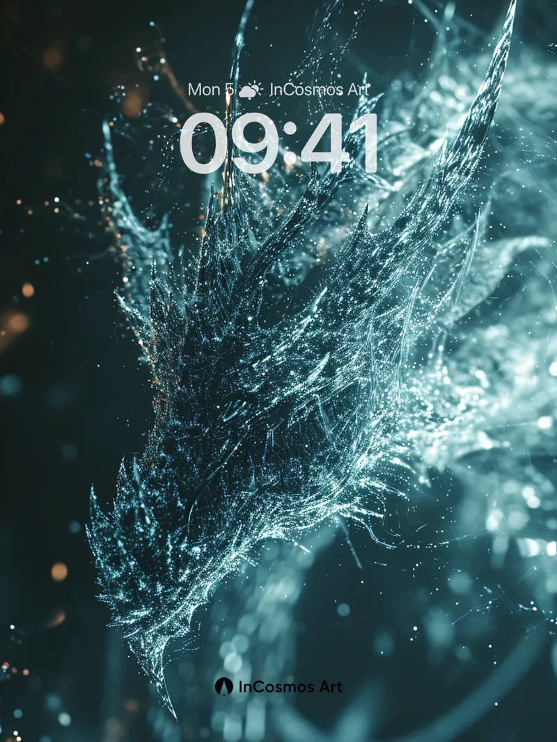 Frostborn Dragon Wallpaper with Shimmering Particles