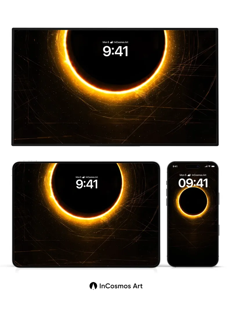 Eclipse Void Wallpaper with Golden Halo