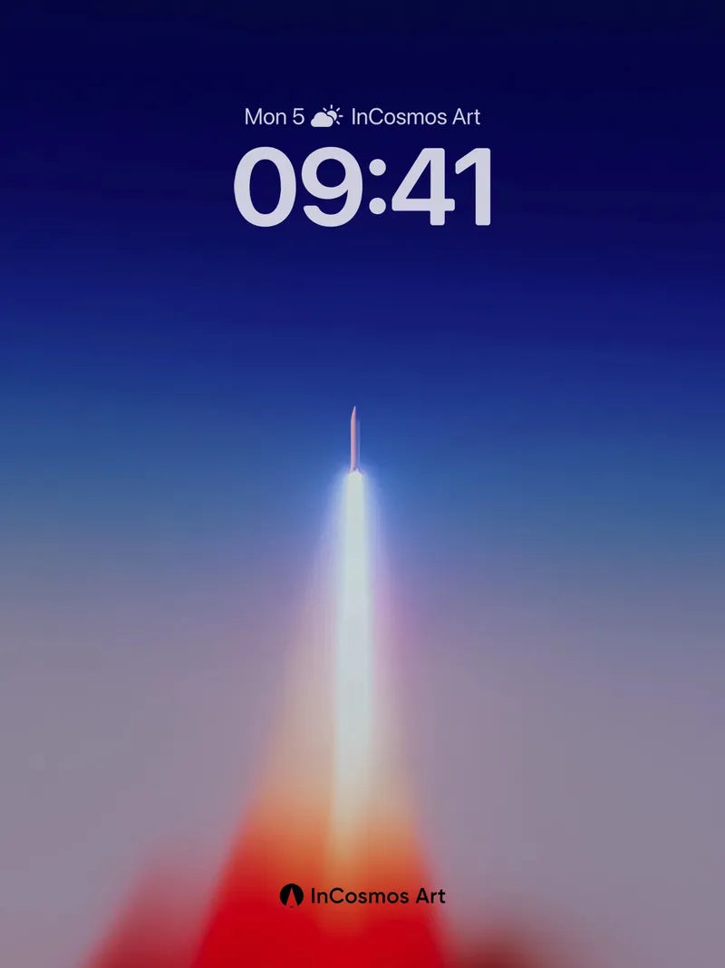 Cosmic Ascent Wallpaper with Fiery Trail