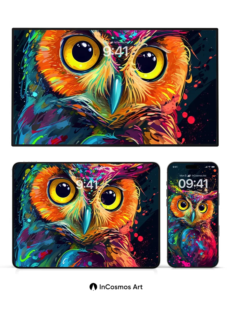 Electric Hoot Wallpaper with Cosmic Splatter