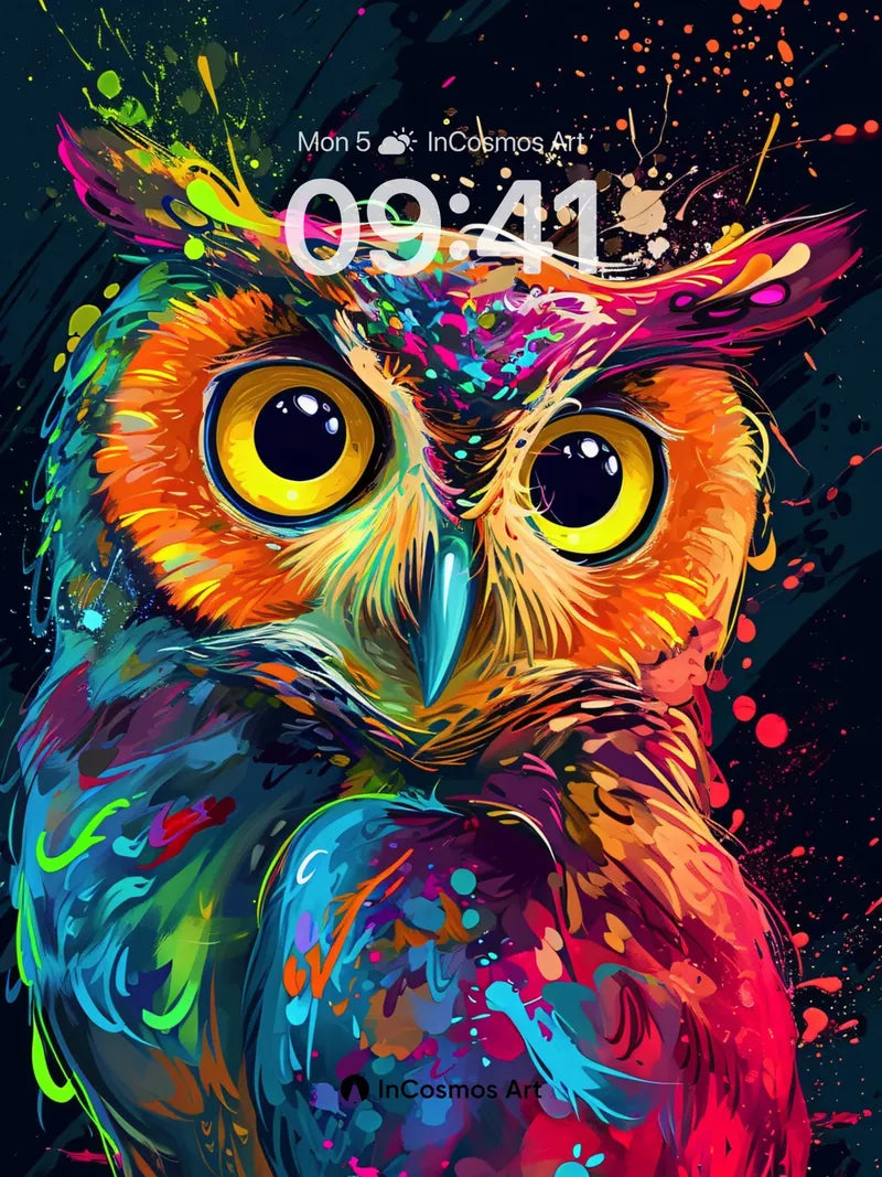 Electric Hoot Wallpaper with Cosmic Splatter