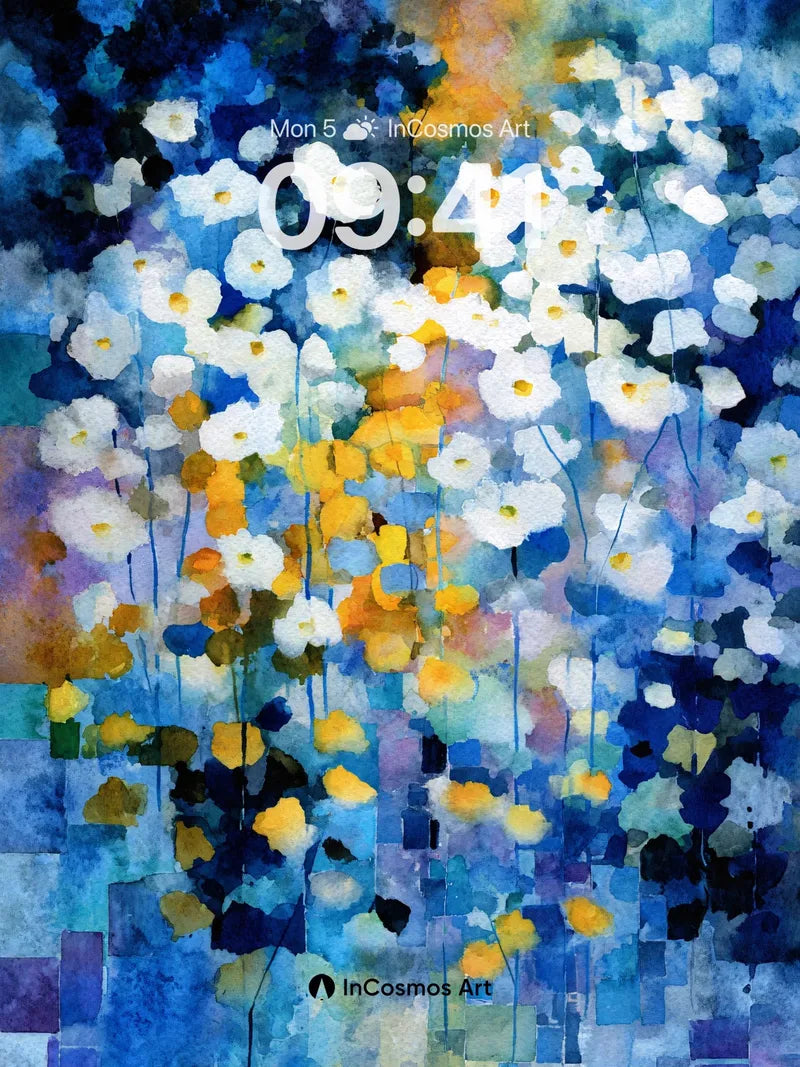 Luminous Field Wallpaper with Floating Petals wallpaper for iPhone, iPad & Mac