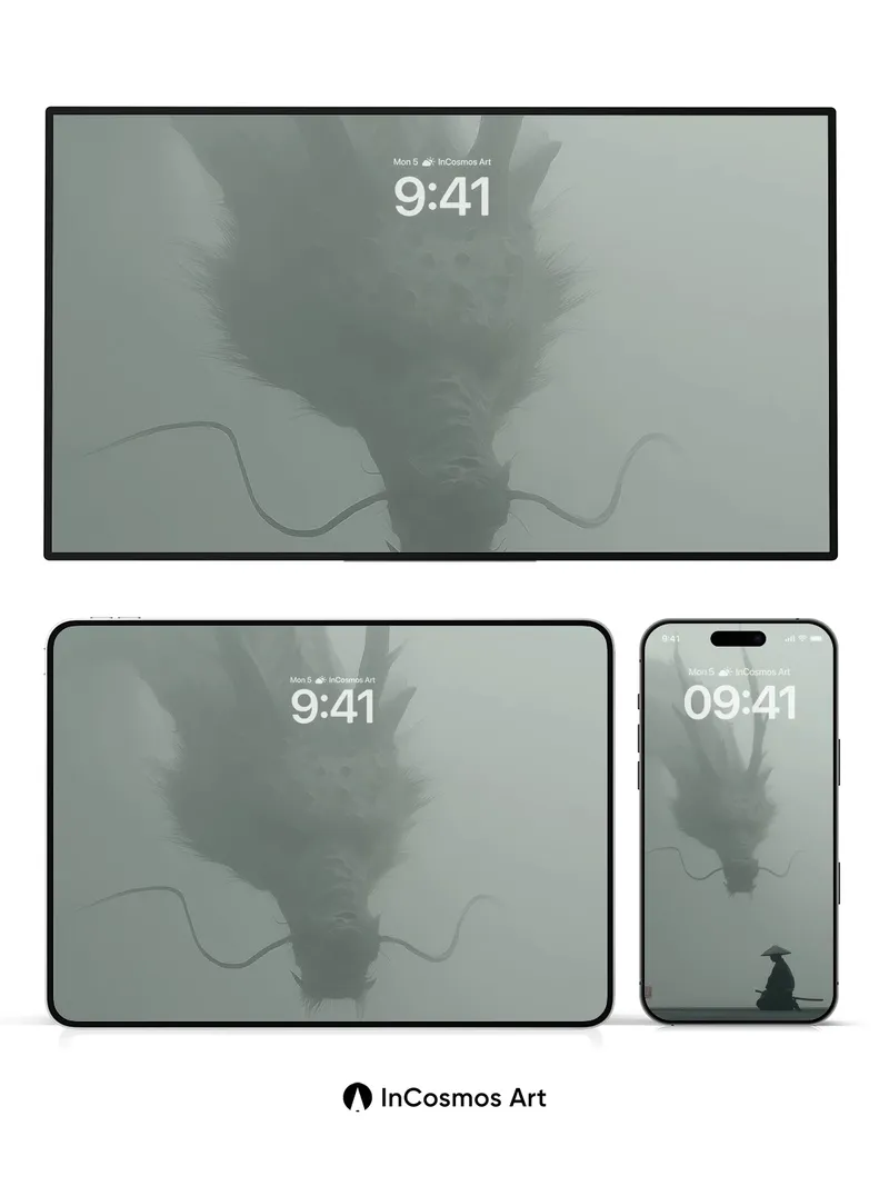 Serenity Dragon Wallpaper with Zen Warrior