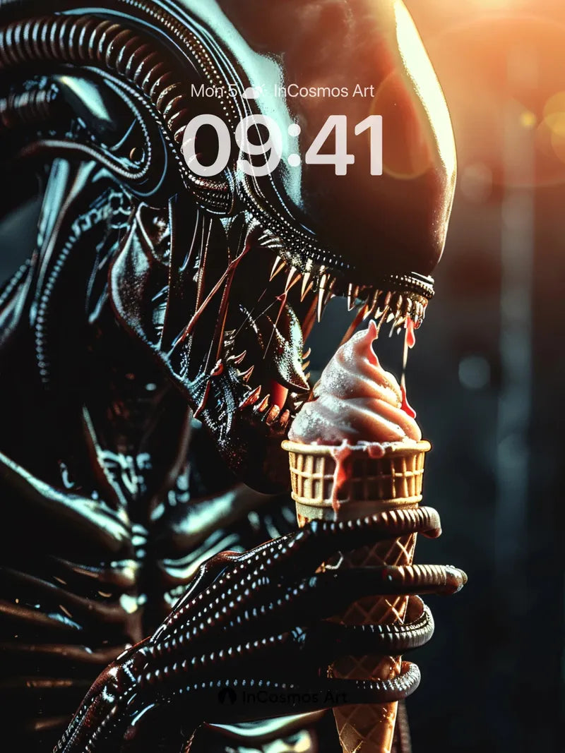 Surreal Horror Wallpaper with Ice Cream Twist