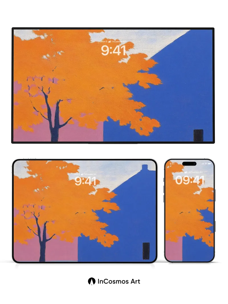 Autumn Hush Wallpaper with Bold Silhouettes