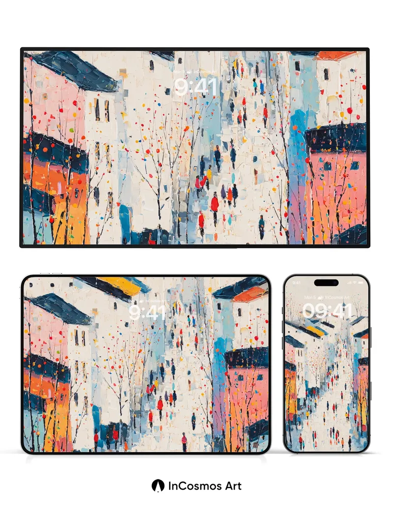 Whispering Street Wallpaper with Color Rain