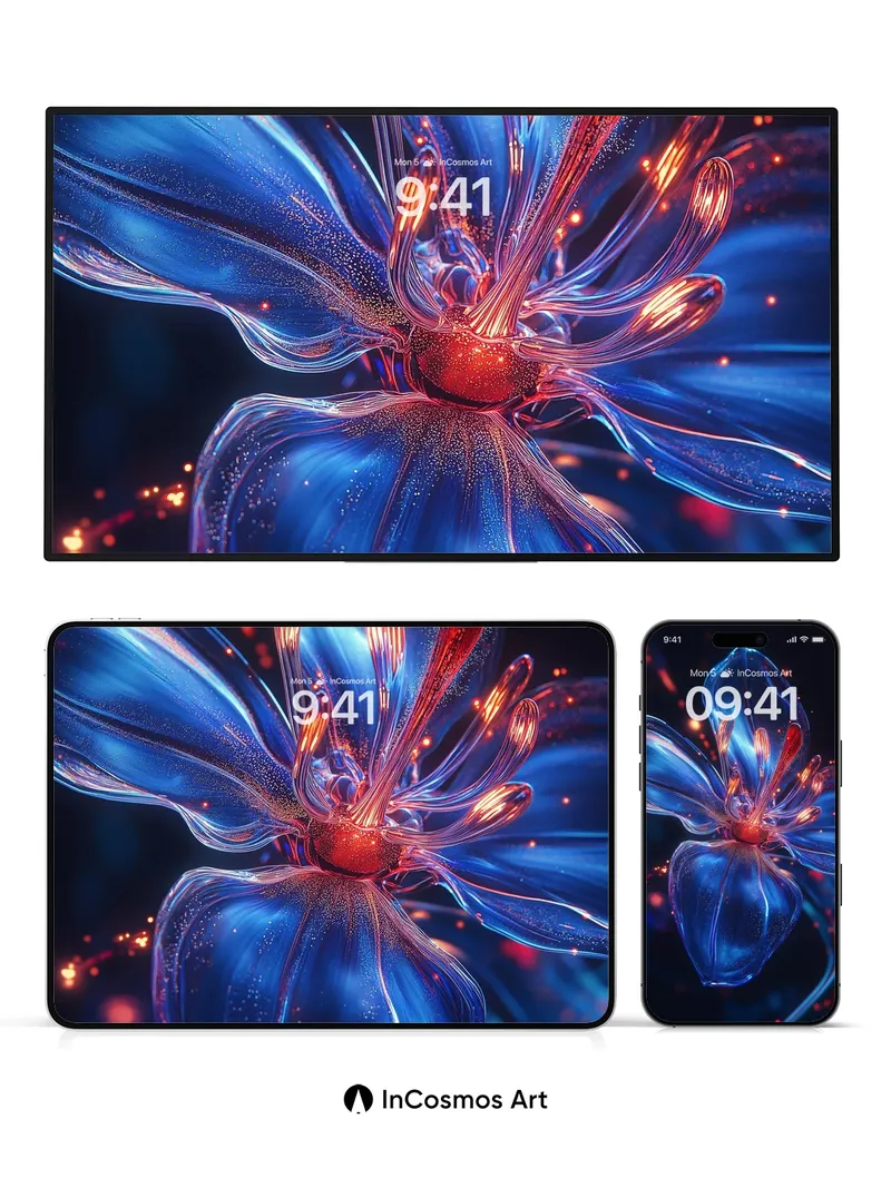 Luminous Bloom Wallpaper with Neon Veins