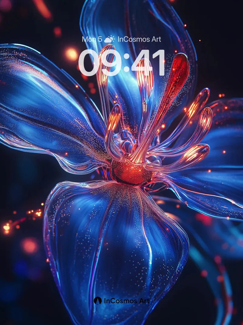 Luminous Bloom Wallpaper with Neon Veins