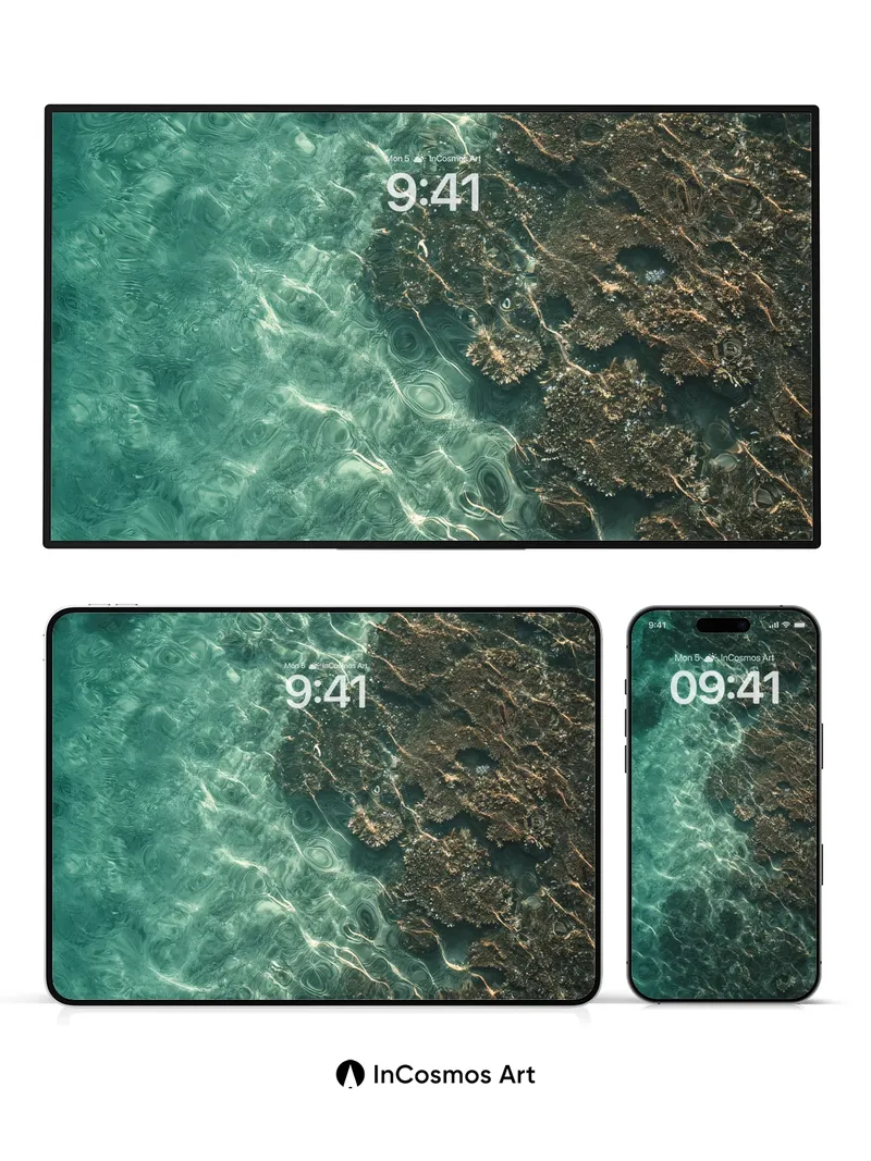 Emerald Depth Wallpaper with Sunlit Veins