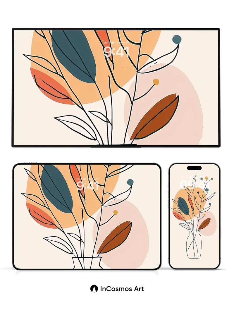 Serene Lineage Wallpaper with Earth-Toned Botanicals