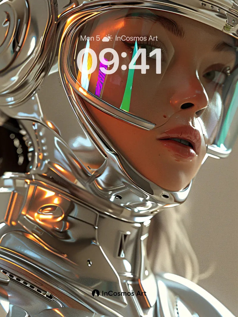Neon Reflections Wallpaper with Chrome Skin
